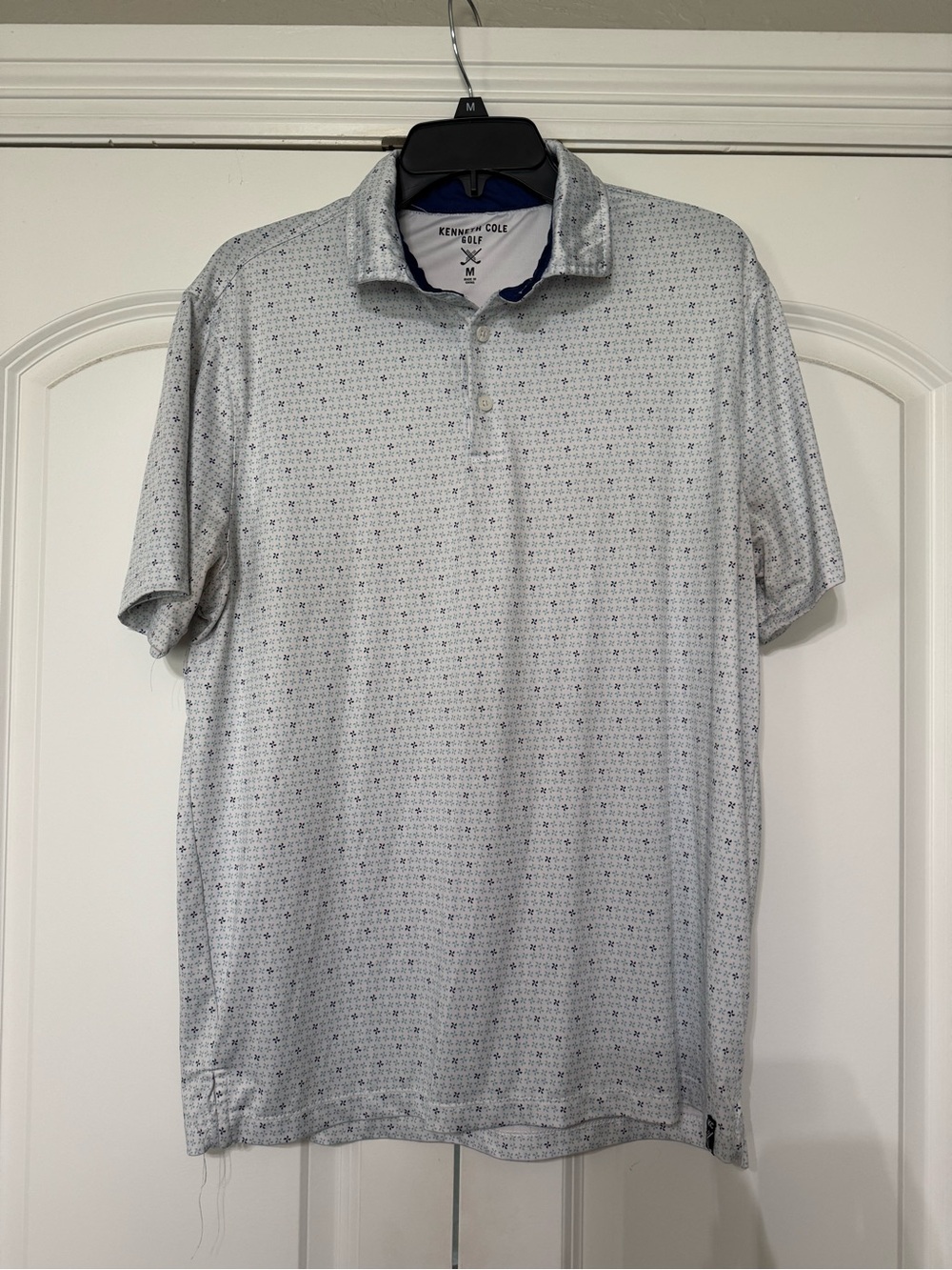Kenneth Cole Men's Light Gray Micro-Pattern Polo